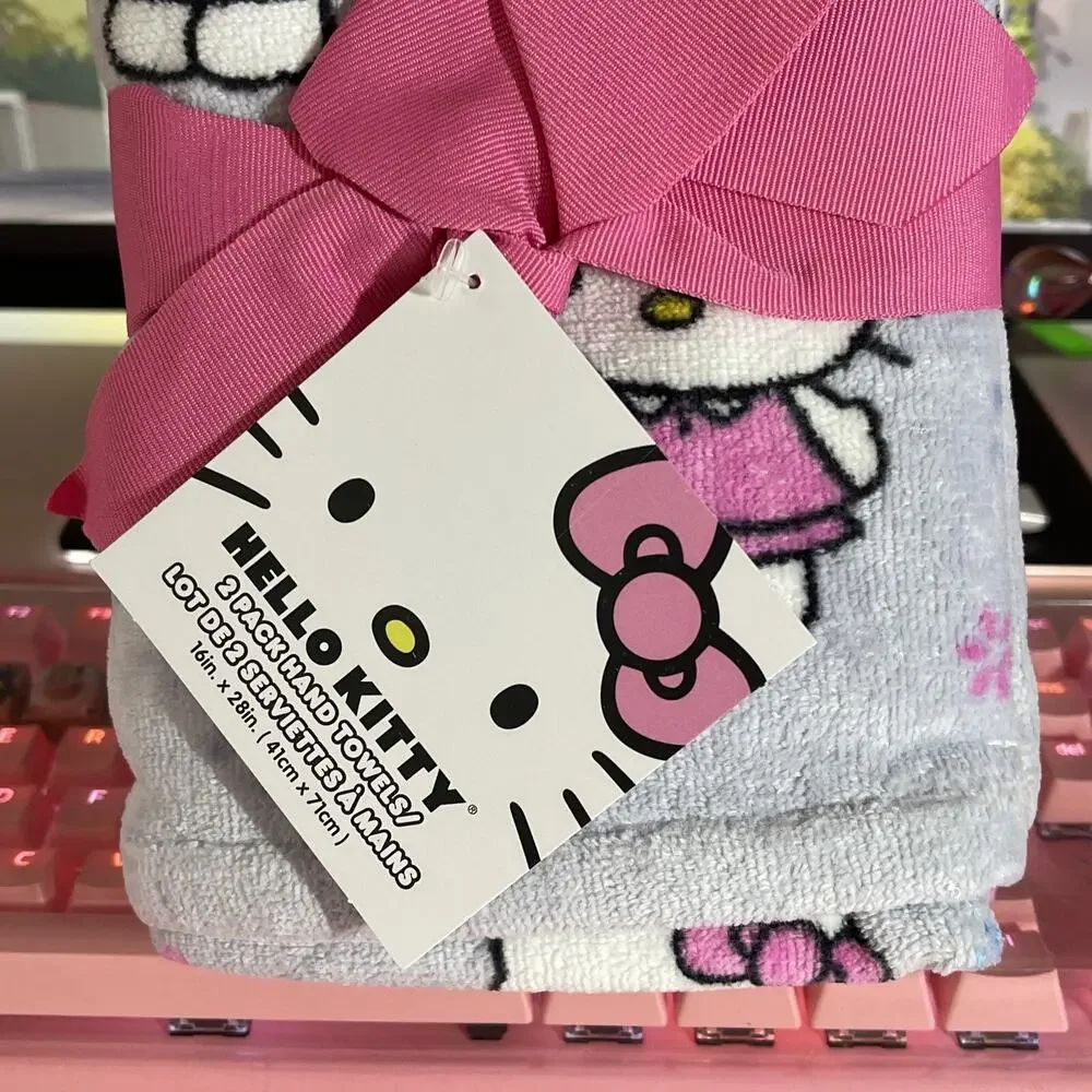 Hello Kitty Hand Towels Pink Flower Daisy Blue 16